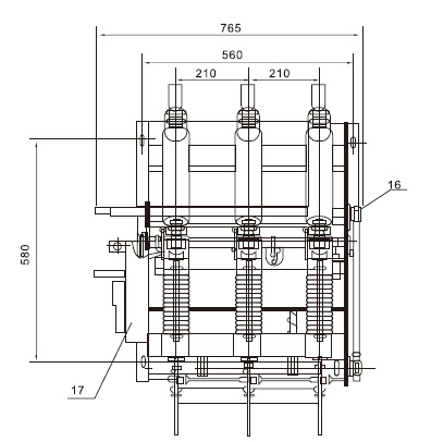 FZN21-12D戶(hù)內(nèi)真空負(fù)荷開(kāi)關(guān)-熔斷器組合電器安裝尺寸3