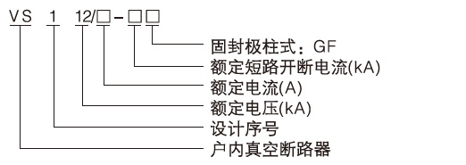 VS1-12固封式戶內(nèi)高壓真空斷路器型號(hào)含義1